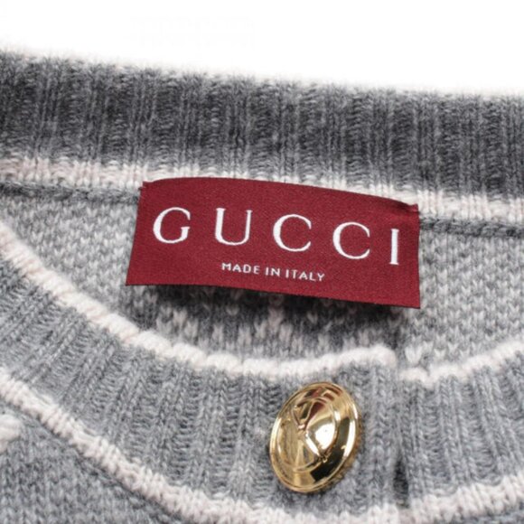 Gucci 2024 GG wool monogram bouclé jacquard cardigan in Grey and Ivory size L - Picture 3 of 5